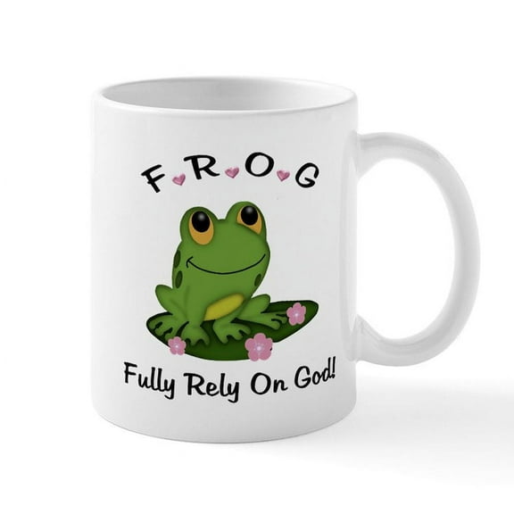 CafePress - FROG Fully Rely On God Mug - 11 oz Ceramic Mug - Novelty Coffee Tea Cup