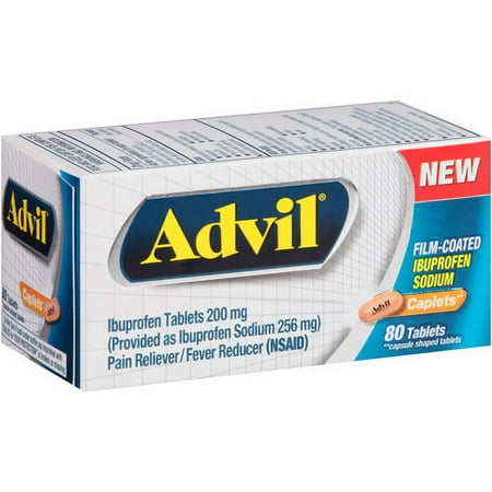 Advil Ibuprofen Pain Reliever/Fever Reducer Caplets, 200 mg, 80 ct