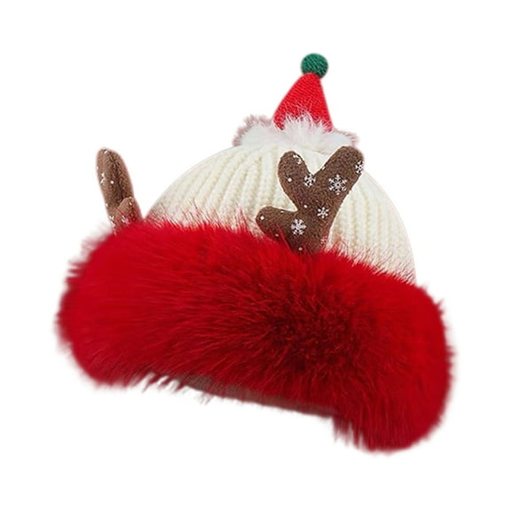 SwiftWear Christmas Beanie Hat, Plush Skull Hat Christmas Theme Winter Warm Cap Outdoor Hat Elk Style Headwear Party Gifts
