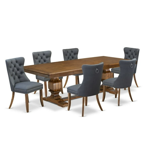 Luxe by East West Furniture 7 piece Kitchen Table Set includes a Modern Dining Table and 6 Dinner Chairs