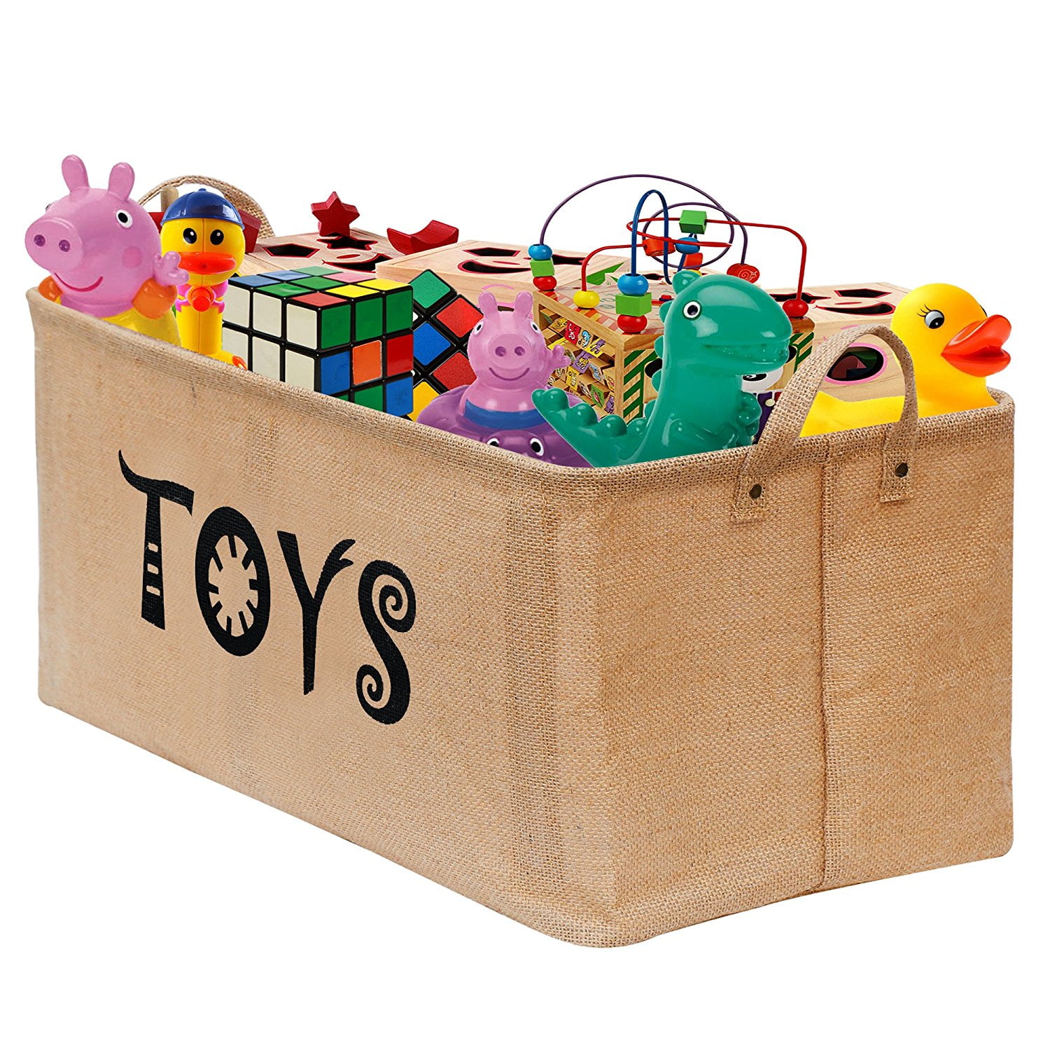 Desktop Storage Basket With Handle Organizer For Cloth Kids Toys Storage Box S 