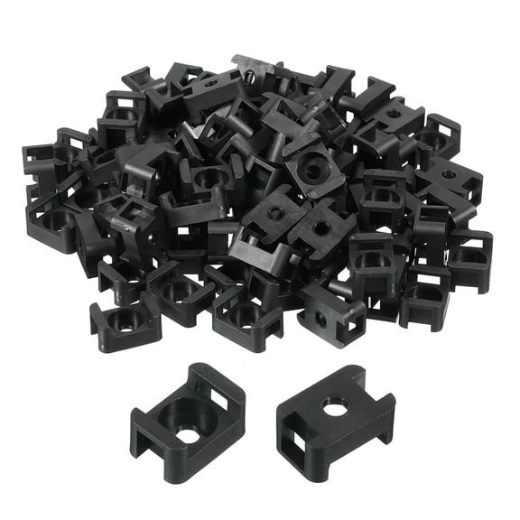 Uxcell 250pcs Cable Tie Base Saddle Type Mount Wire Holder, 0.6"x0.4"x0.27" Wire Clips Organizer Clamp Black 0.14"Dia