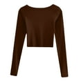 thumbnail image 3 of oqasdz Women's Sweaters High Waisted Nocollar Thin Long Sleeved Lightweight Short Sweater Shirt Fashion Streetwear Casual Versatile, 3 of 4