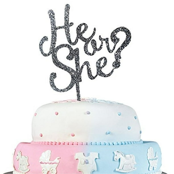 Jennygems Gender Reveal Party Baby Shower Cake Topper Decoration He Or She Walmart Com