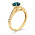thumbnail image 3 of Gem Stone King 10K Yellow Gold London Blue Topaz and White Lab Grown Diamond Engagement Ring for Women (1.28 Cttw, Gemstone November Birthstone, Round 6MM, Size 6), 3 of 4