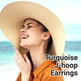thumbnail image 2 of Santa Fe Style Multicolor Turquoise J-Hoop Earrings for Women 925 Sterling Silver Boho Western Jewelry  Boho Western Birthday Gifts for Women, 2 of 6