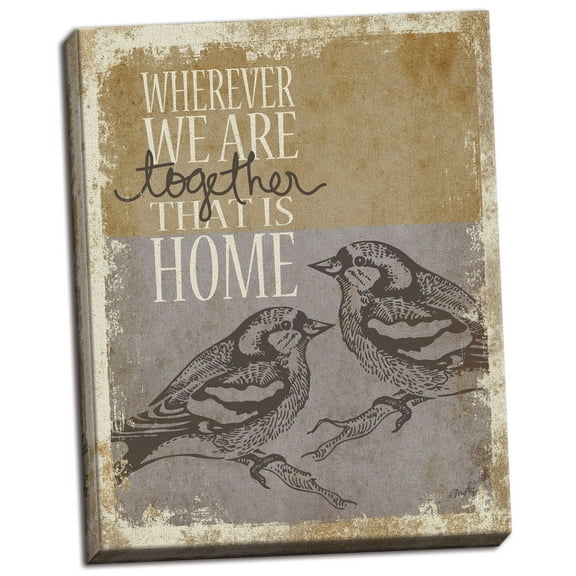 Gango Home Decor Vintage Together is Home; One 12x16in Hand-Stretched Canvas