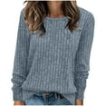 thumbnail image 1 of Fanxing Chemises à Manches Longues pour Femmes Tuniques Hauts Coupe Ample Habillé Col Rond Pull Basique Extensible Pulls T-Shirts pour Femmes 2025, 1 of 5