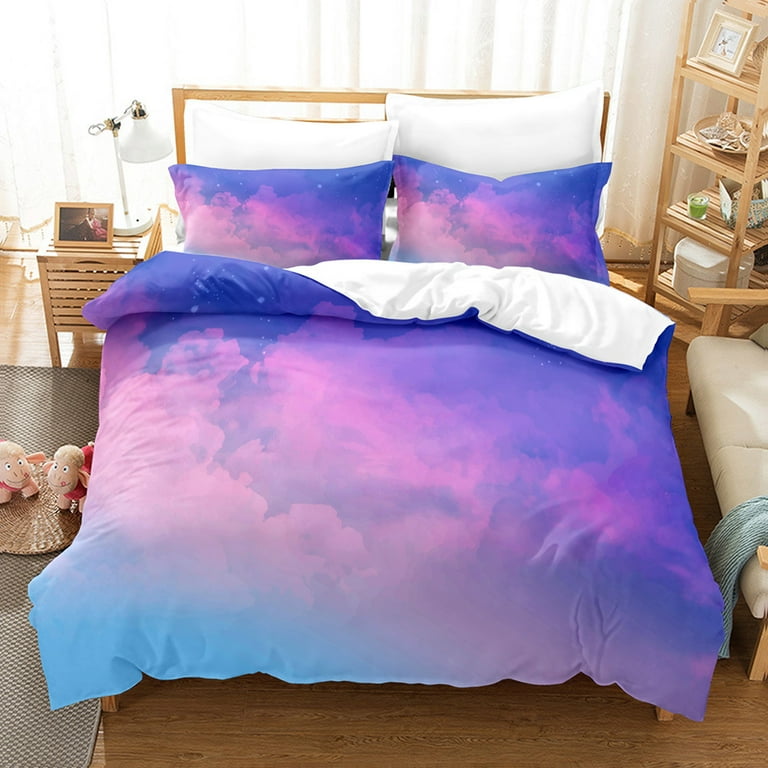 Bedding for Teens Girls Colorful Clouds Duvet Cover Kids Twin Tie Dye Comforter Cover 3 Piece Cute Girly Bed Set