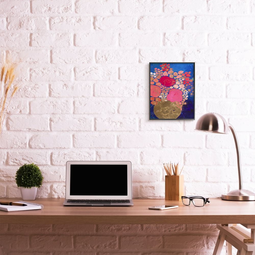 Stupell Industries Abstract Whimsical Flower Vase Blue Pink Gold Designed by Third and Wall