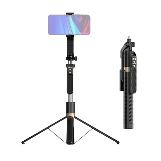Graflsoa Perche à Selfie en Alliage d'Aluminium de 180 cm avec Rotation à 360°, Poignée Anti-Vibration, Base Trépied et Télécommande pour Android/iOS, Noir