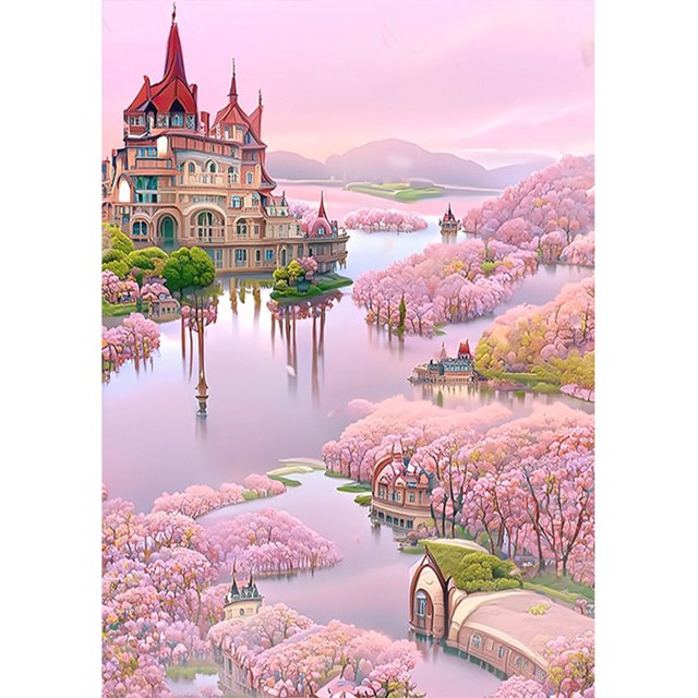 Serie de paisajes de lienzo de resina de mosaico de diamantes 5D DIY para la decoración del dormitorio de la sala de estar Hugtrwg Para estrenar