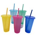 thumbnail image 3 of JFBUJC 5 Pcs Gobelet Réutilisable en Poudre Flash avec Couvercle à Pailles 480/700ml Gobelet Paille Extérieur Bouteille d'Eau, 3 of 5