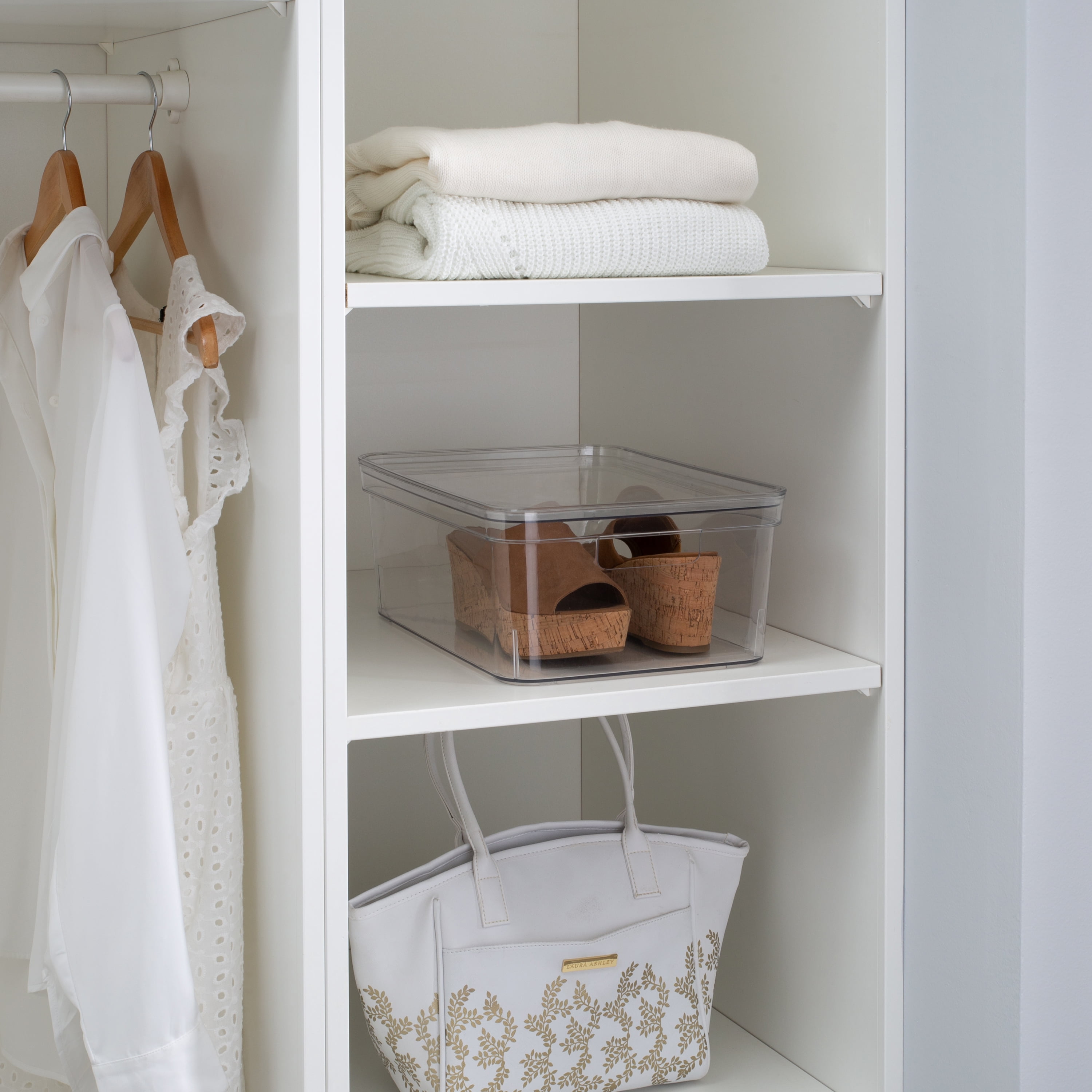 Simplify 2 Pack Medium Lidded Plastic Storage Bin, Clear