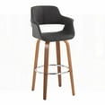 thumbnail image 3 of Mid-Century Modern 30" Barstools in Walnut & Charcoal - Set of 2 with Swivel, 3 of 5
