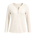 thumbnail image 4 of Mityle Women's Henley T-Shirts Trendy Casual Ribbed Tops Women Long Sleeve Loose Fit Tees, 4 of 4