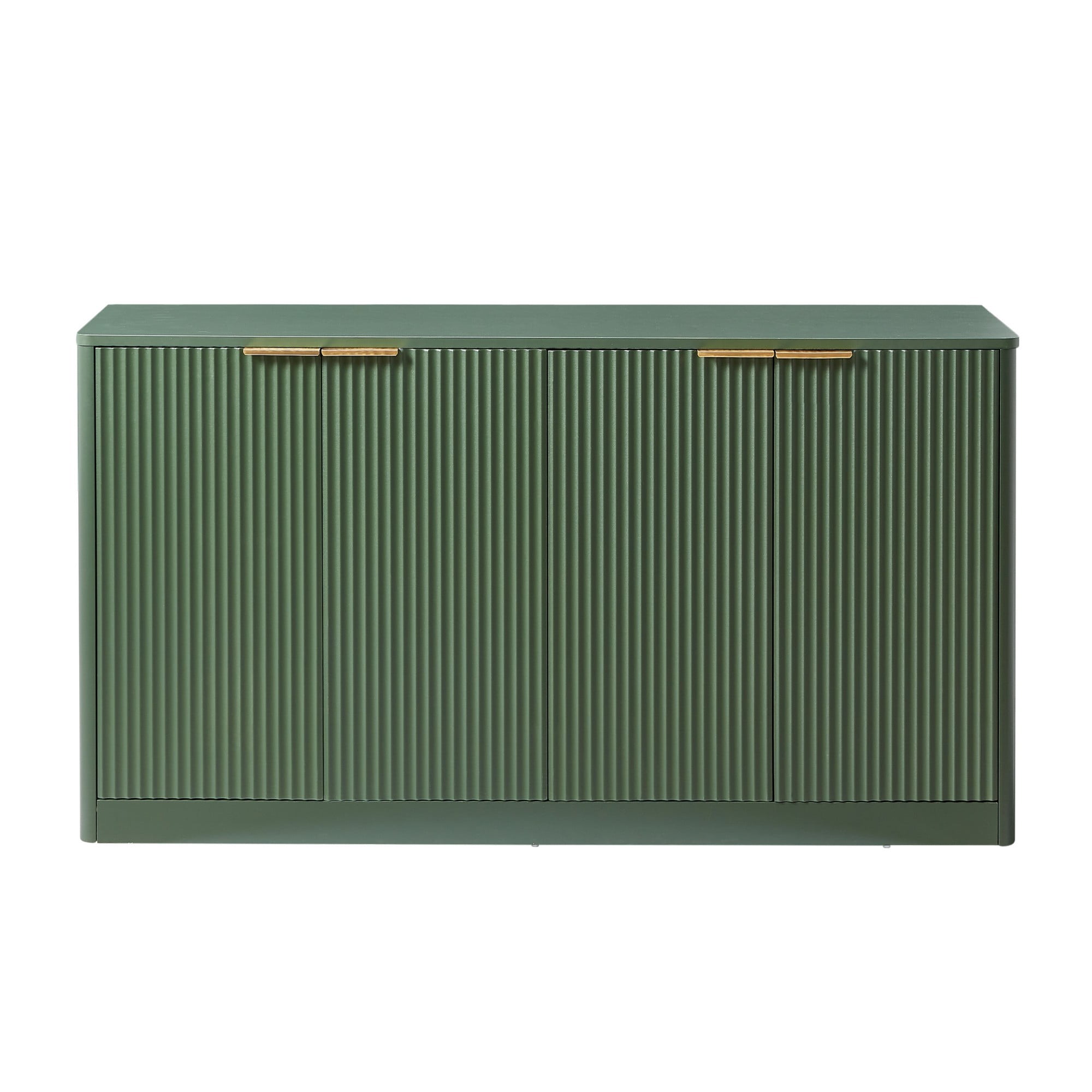 59" Modern Wavy Sideboard Cabinet, Curved 4-Door Storage Cabinet, TV Stand Buffet Cabinet for Living Room Bedroom Kitchen, Green