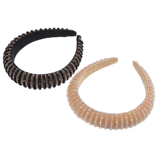 2 diademas con diamantes de imitación para mujer, diadema ancha con joyas, accesorios para el cabello brillantes de lujo, regalos para niñas, champán negro
