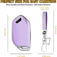 thumbnail image 5 of Key Fob Cover Compatible with Kia Telluride Sorento K4 K5 GT-LINE 2023-2026 5 Button Leather TPU Full Protection Keychain Case Holder Protector,Silver/Purple, 5 of 6