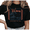 Black-1, variant on UNISHE Women's Japanese Wave Checker Border Psalm 93:4 Faith Quote Graphic Short‑Sleeve T‑shirt Relaxed Fit