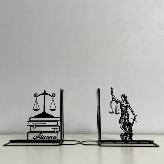 Craftnamesign Custom Scales of Justice Metal Bookends, Lawyer Bookshelf Decor, Lawyer Book Stand