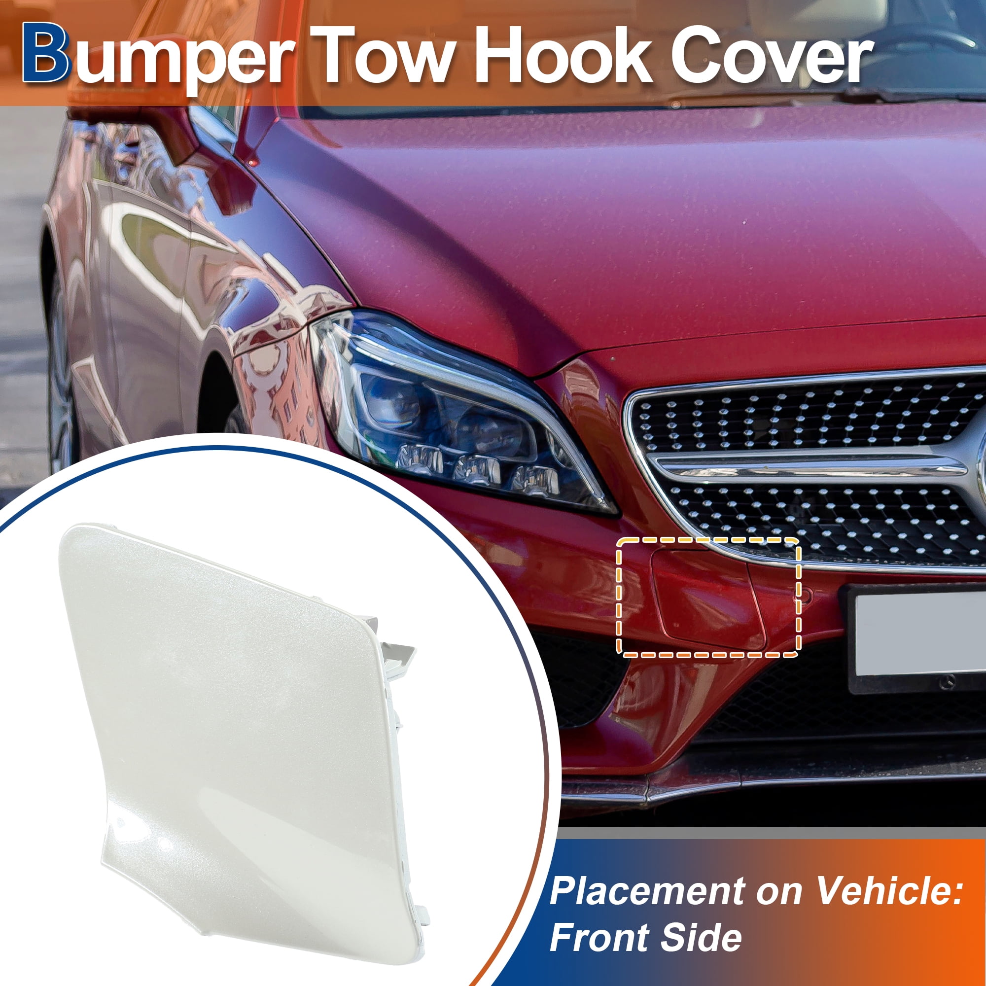 Unique Bargains Front Bumper Tow Hook Cover Diamond White for Mercedes-Benz CLS W218