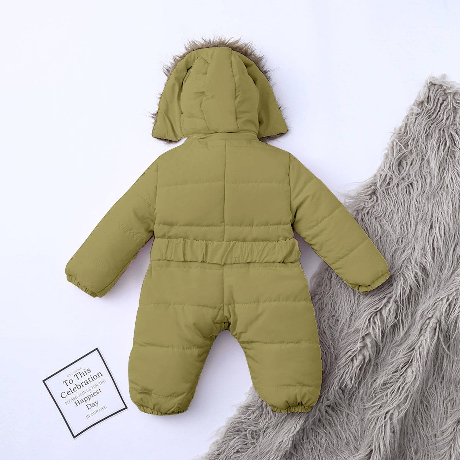 FAOWME Baby Girls Boys Romper Suit Warm Hooded Snowsuit Jumpsuit Onesie Down Coat Romper Padded Outwear Snow Wear Green 6-9 Months