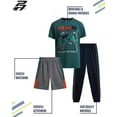 thumbnail image 6 of Pro Athlete Boys Pants Set - 3 Piece Graphic Tees Athletic Shorts and Jogger Sweatpants (8-16), 6 of 7