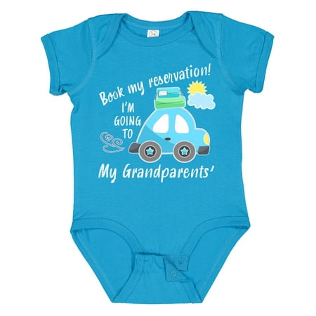 

Inktastic Book My Reservation! I m Going to My Grandparents Gift Baby Boy or Baby Girl Bodysuit