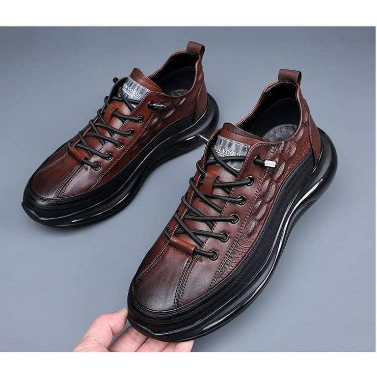 Men's Crocodile Print Leather Sneakers Soft Leather