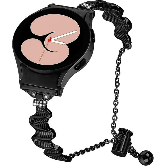 REQO Wave Pattern Design Bling Band for Samsung Galaxy Watch 7 6 5 4 band 44mm/40mm, 6 Classic 43mm 47mm,5 Pro 45mm, Watch 4 Classic 46mm/42mm for Women Jewelry Diamond Rhinestone Metal Cute Bracelet