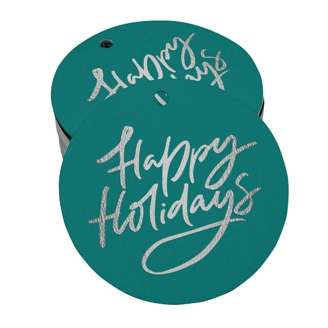 Inkdotpot Silver Foil Paper Hang Tags Happy Holiday Favor Tags 100 Pieces