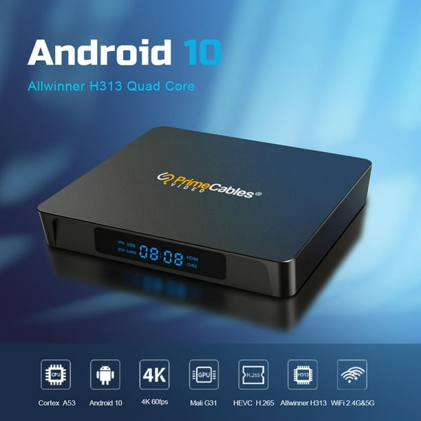 Boîtier TV intelligent 4K, WiFi 2.4G 5G, Android 10.0, 2 Go de RAM