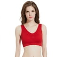 thumbnail image 3 of Women's Seamless Sports Bra Removable Pads Yoga Bra Breathable Nylon/Spandex Bra Low-Impact Compression Sport Bra-Red2, 3 of 5