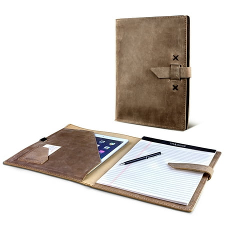 Refillable Notepad Holder - Bellagio-Italia Full Grain Leather Business Padfolio with Notebook