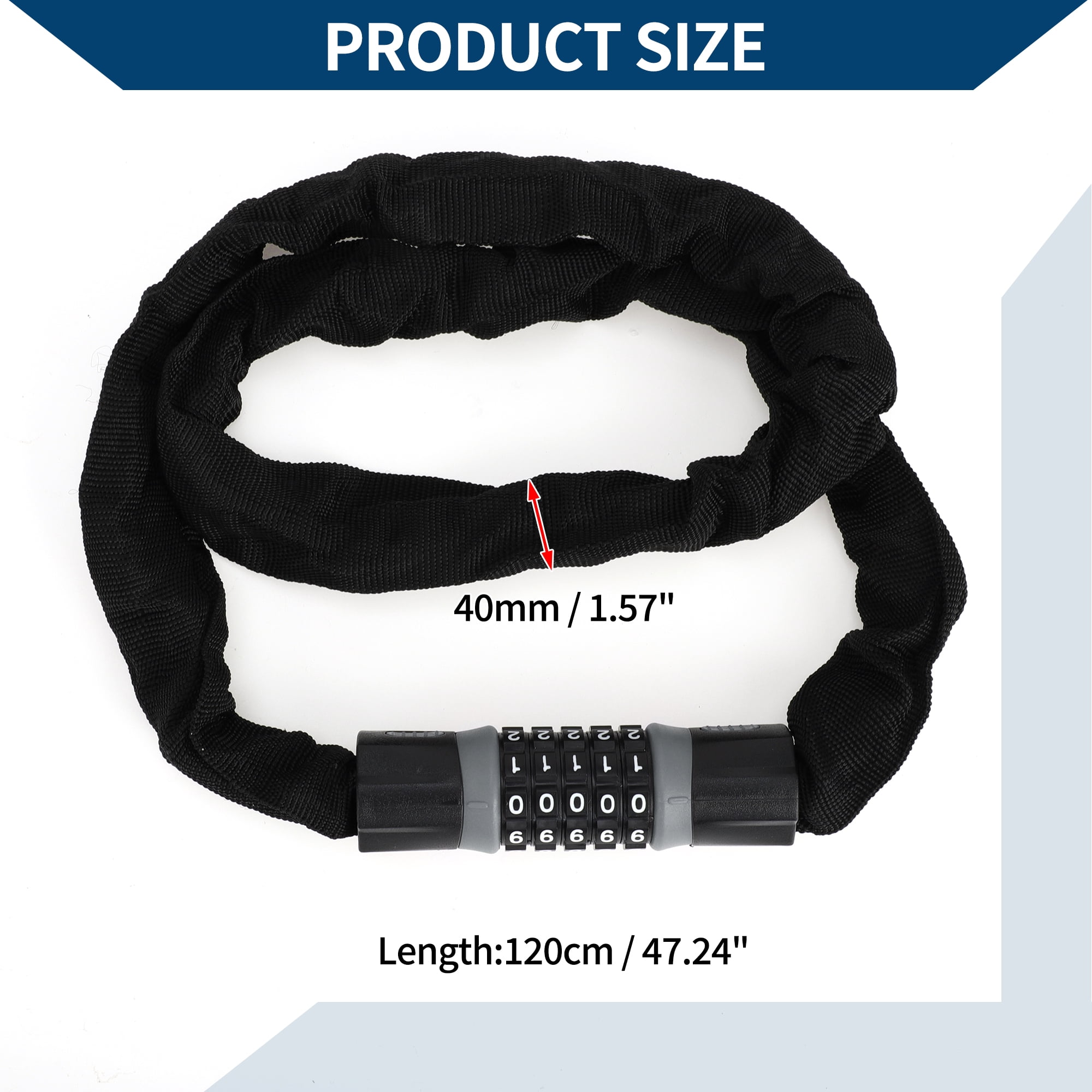 Unique Bargains Bike Lock Security Chain Combination Lock Padlock Resettable 5 Digit Bike Lock 1 Pc Black Gray 1 Pc