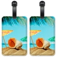 thumbnail image 1 of Seashell & Umbrella's on the Beach - Luggage ID Tags / Suitcase Identification Cards - Set of 2, 1 of 5