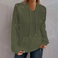 thumbnail image 2 of VEKDONE Womens Trendy Hoodies Lace Patchwork Hollow Out Textured Hooded Sweatshirt Casual Drawstring Pullover, 2 of 7