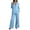 Sky Blue, variant on Tqcoqu Women's Contrast Trim Blazer 2 Piece Suit Set,Notched Lapel Long Sleeve Jacket with Wide Leg Pants Business Outfit,Beige Women's S-XXXL