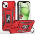 thumbnail image 1 of Funda Sumao para iPhone 15 Plus con anilla, fina, de silicona líquida, de grado militar, a prueba de golpes, color rojo, 1 of 8