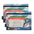thumbnail image 2 of 2 Pack Pencil Bag 9.84x6.1 Inch 3-Ring Page Turning Folder Zipper Pencil Case Pencil Bag Page Turning File Bag Sakura Mount Fuji, 2 of 6
