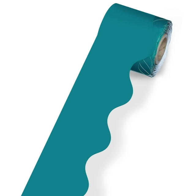 Carson Dellosa Bordes De Tablón De Anuncios Festoneados De 36 Pies, Color Verde Azulado, Bordes De Aula Para Tablón De Anuncios, Pizarra Blanca, Tablero De Corcho, Casillero Y Adorno De Tablón De Anun
