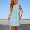 thumbnail image 2 of Girls' Dresses Sizes 7-8 Fashion Cute Spring And Summer Printed Round Neck Sleeveless Casual A Line Light Blue Beach Dress, 2 of 5