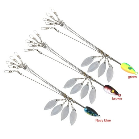 WALFRONT 3 Colors 5 Arms Alabama Umbrella Jig Head Fishing Rig Bait Fishing Lures With Snap Swivels, alabama rigs, fishing (Best Jig Heads For Alabama Rig)