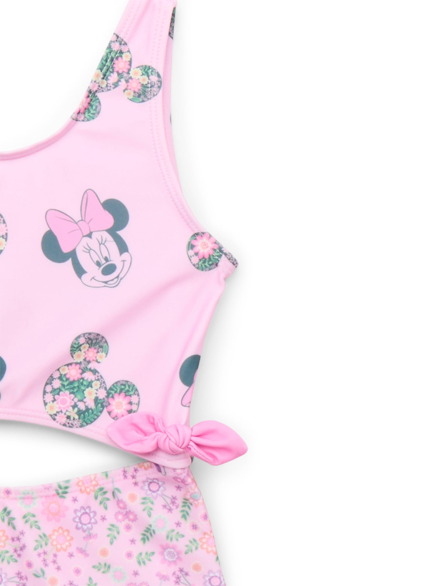 Minnie Mouse Girls Cut Out One Piece Swimsuit with UPF 50+, Sizes 4-6X