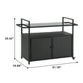 thumbnail image 3 of Outdoor Bar Cart,Patio Wicker Wine Serving Cart w/Wheels,Rolling Rattan Beverage Bar Counter Table w/Glass Top for Porch Backyard Garden Poolside Party,Black, 3 of 14