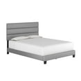 thumbnail image 2 of Skyline Decor Upholstered Faux Leather Tri Panel Channel Headboard Platform Bed Frame, King, Gray, 2 of 5