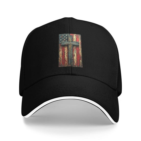 In God We Trust, U.S. Flag With Cross Unisex Sandwich Cap Classic Baseball Capunisex Adjustable Casquette Dad Hat
