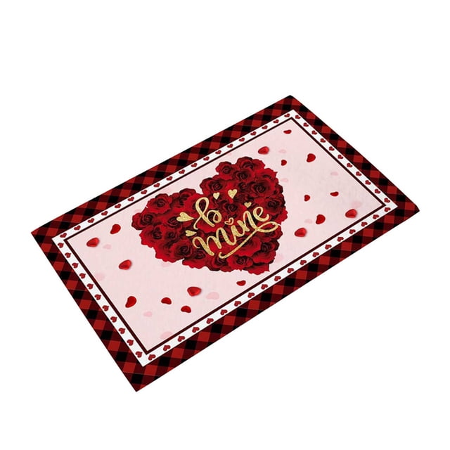 EGNMCR Bath Rugs,Outdoor Rug Valentine's Day Kitchen Rugs Non-Slip Absorbent Home Kitchen Rugs And Door Mats Love Heart Decorative Kitchen Floor Mat Bathroom Rugs