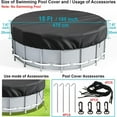 thumbnail image 3 of SUTENGDA 18 Ft Round Pool Cover  Solar Pool Covers for Above Ground Pools  Winter Pool Cover Protector with Pool Accessories  PE Tarp Ideal for Waterproof and Dustproof (Black), 3 of 7